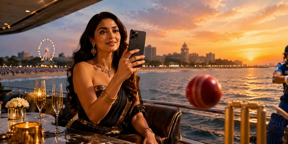 Night IPL match with stadium floodlights and enthusiastic crowd