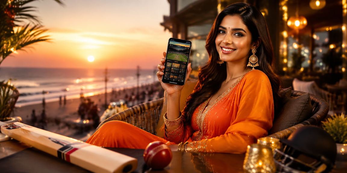 Excited crowd enjoying cricket match with online betting via mobile